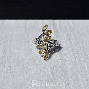 Beautiful Sterling Silver Citrine Ring - Size 8.5, Brand New, Stamped 925 Silver
